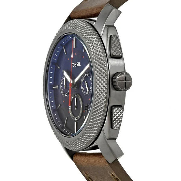 Fossil Machine Brown Leather Strap Blue Dial Chronograph Quartz Watch for Gents - FS5388 - Image 3