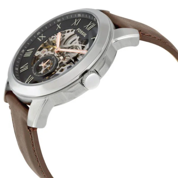 Fossil Grant Black Leather Strap Skeleton Dial Automatic Watch for Gents - ME3095 - Image 2