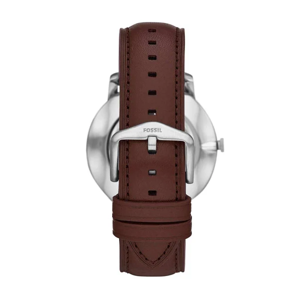 Fossil Minimalist Brown Leather Strap Black Dial Quartz Watch for Gents - FS5464 - Image 2
