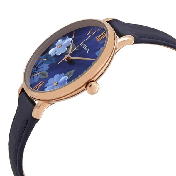 Fossil Jacqueline Blue Leather Strap Blue Dial Quartz Watch for Ladies - ES4673 - Image 5