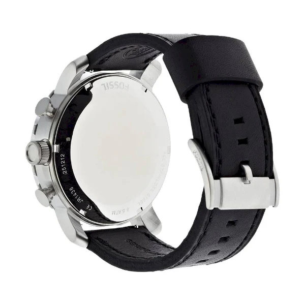 Fossil Nate Black Leather Strap Black Dial Chronograph Quartz Watch for Gents - JR1436 - Image 3
