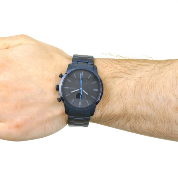 Fossil Townsman Blue Stainless Steel Black Dial Chronograph Quartz Watch for Gents - FS5345 - Image 2