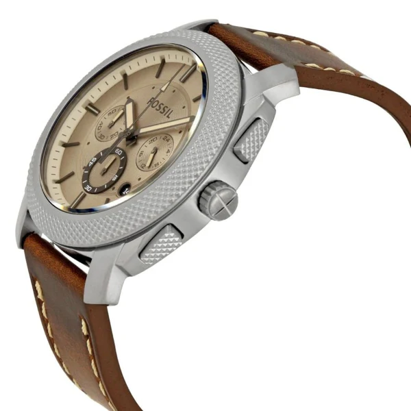 Fossil Machine Brown Leather Strap Brown Dial Chronograph Quartz Watch for Gents - FS5215 - Image 2