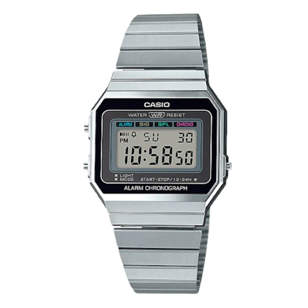 Casio Vintage Collection Silver Stainless Steel Silver Dial Quartz Unisex Watch - A-700W-1ADF