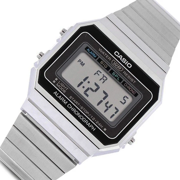 Casio Vintage Collection Silver Stainless Steel Silver Dial Quartz Unisex Watch - A-700W-1ADF - Image 2