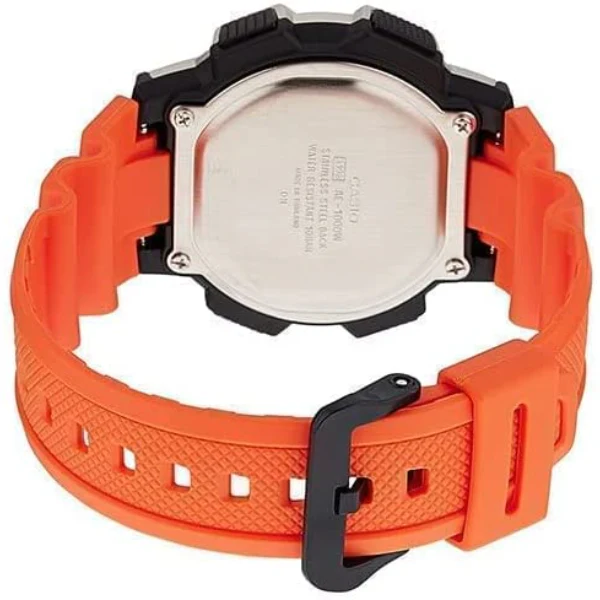 Casio Illuminator Orange Silicone Strap Black Dial Quartz Watch for Gents - AE-1000W-4BVDF - Image 2