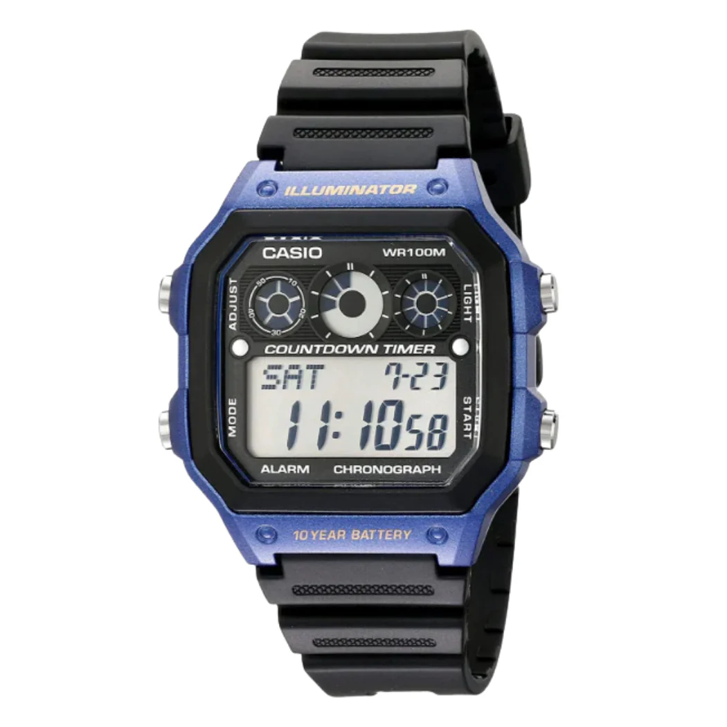 Casio Illuminator Black Silicone Strap Black Dial Quartz Watch for Gents - AE-1300WH-2AVDF