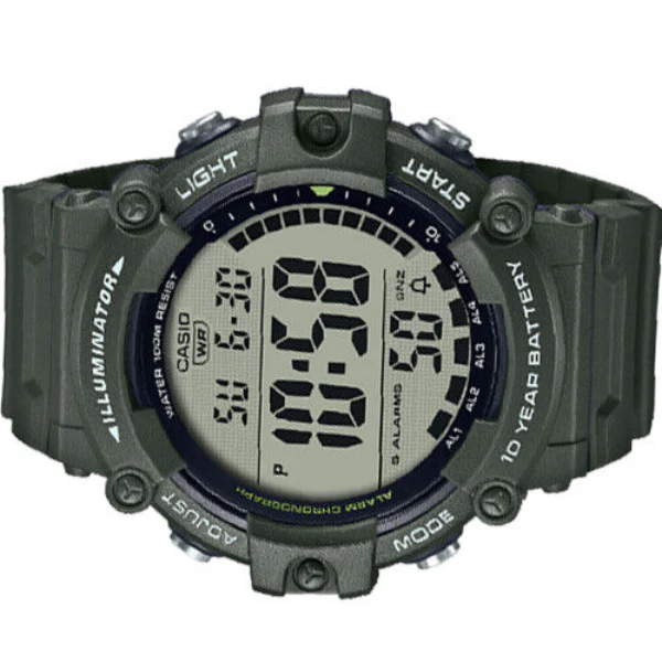 Casio Illuminator Green Silicone Strap Green Dial Quartz Watch for Gents - AE-1500WHX-3AVDF - Image 2