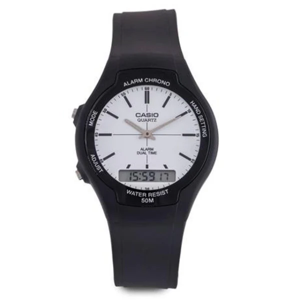 Casio Youth Black Silicone Strap Black Dial Quartz Watch for Gents - AW-90H-7EVDF