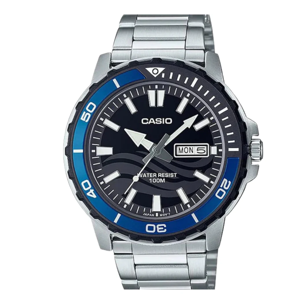 Casio Silver Stainless Steel Grey Dial Quartz Watch for Gents - MTD-125D-1A2VDF