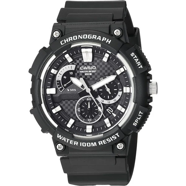 Casio Black Silicone Strap Black Dial Chronograph Quartz Watch for Gents - MCW-200H-1A2VDF