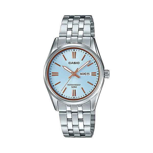 Casio Silver Stainless Steel Blue Dial Quartz Unisex Watch - LTP-1335D-2AVDF