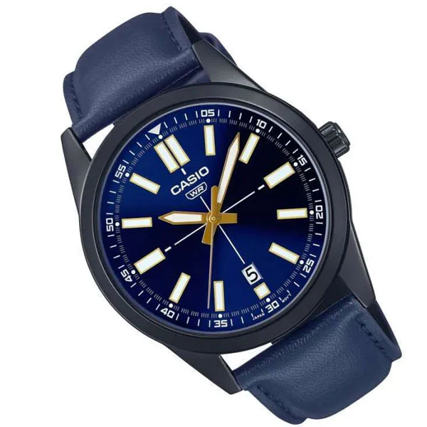 Casio Blue Leather Strap Blue Dial Quartz Watch for Gents - MTP-VD02BL-2E UDF - Image 2