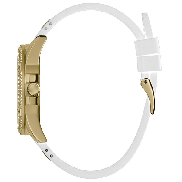 Guess Queen White Silicone Strap Gold Dial Quartz Watch for Ladies - GW0536L2 - Image 2