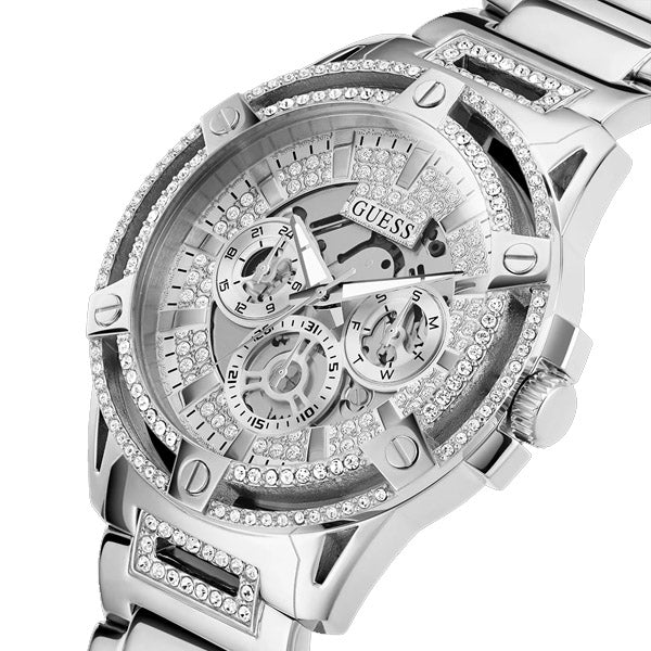 Guess King Silver Stainless Steel Silver Dial Quartz Watch for Gents - GW0497G1 - Image 2
