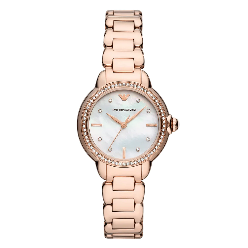 Emporio Armani Mia Rose Gold Stainless Steel Mother Of Pearl Dial Quartz Watch for Ladies - AR11523