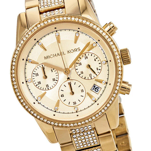 Michael Kors Ritz Gold Stainless Steel Gold Dial Chronograph Quartz Watch for Ladies - MK6484 - Image 2
