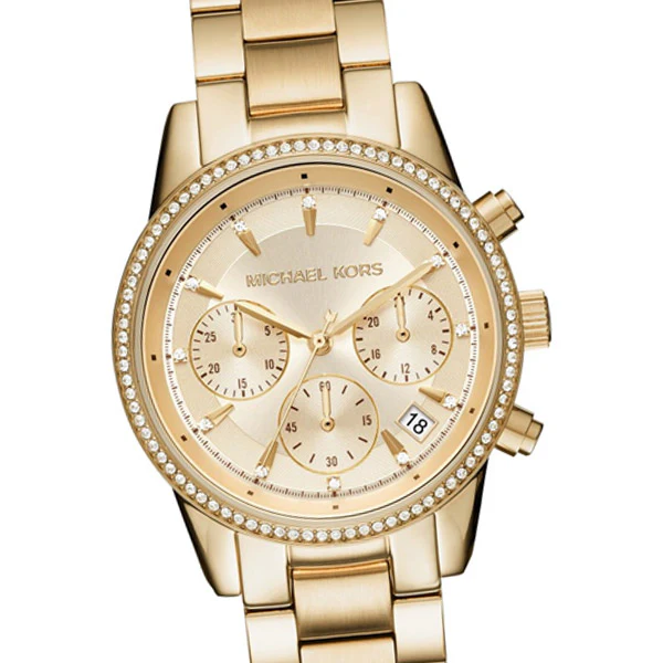 Michael Kors Jet Set Gold Stainless Steel Gold Dial Chronograph Quartz Watch for Ladies - MK6356 - Image 2