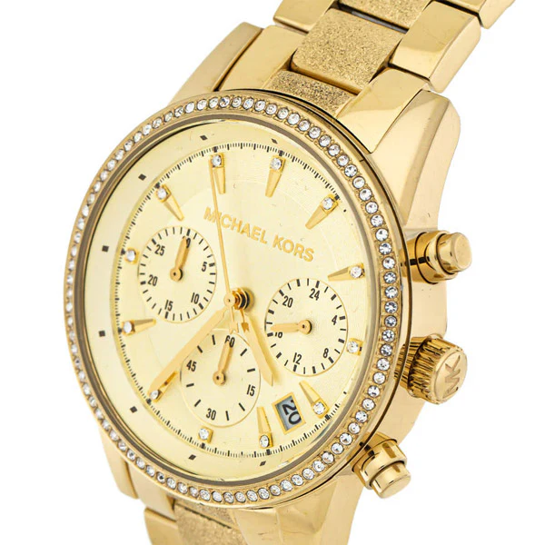 Michael Kors Ritz Gold Stainless Steel Gold Dial Chronograph Quartz Watch for Ladies - MK6597 - Image 2