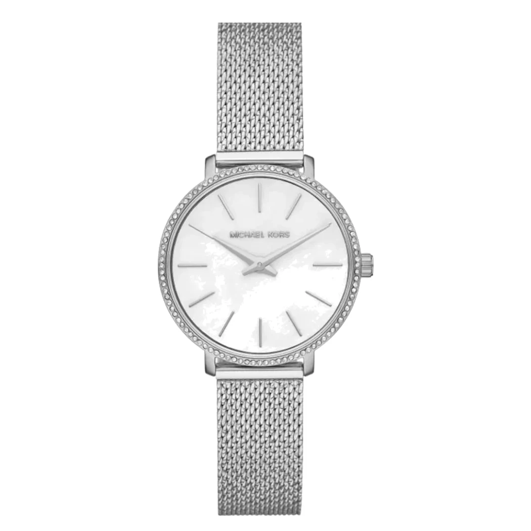 Michael Kors Pyper Silver Mesh Bracelet Mother Of Pearl Dial Quartz Watch for Ladies - MK4618