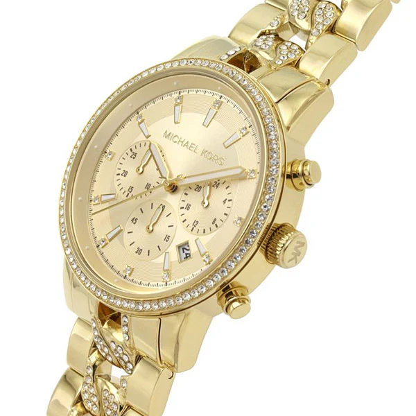 Michael Kors Ritz Gold Stainless Steel Gold Dial Chronograph Quartz Watch for Ladies - MK6937 - Image 2