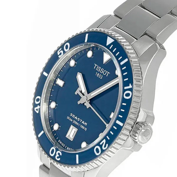 Tissot Seastar 1000 Silver Stainless Steel Blue Dial Quartz Watch for Gents - T120.410.11.041.00 - Image 2