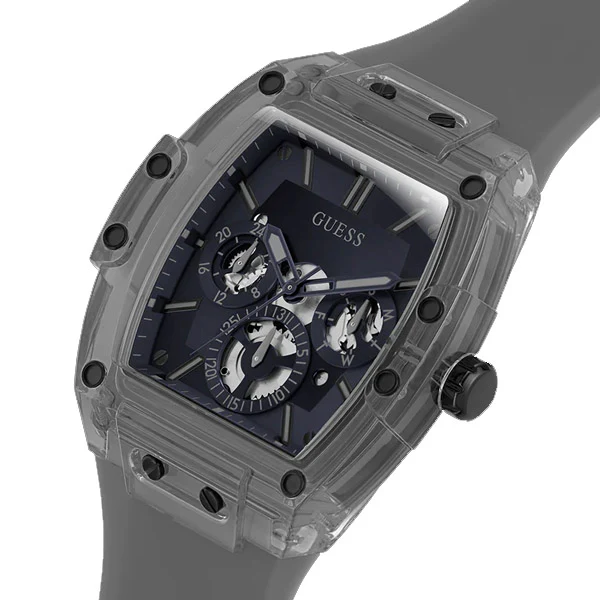 Guess Phoenix Grey Silicone Strap Black Dial Quartz Watch for Gents - GW0203G9 - Image 2