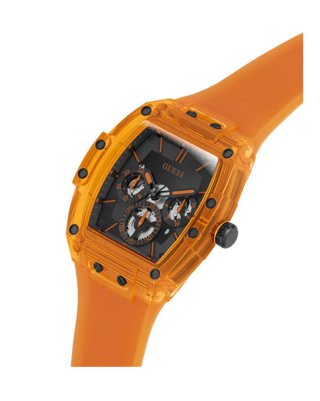 Guess Phoenix Orange Silicone Strap Black Dial Quartz Watch for Gents - GW0203G10 - Image 2