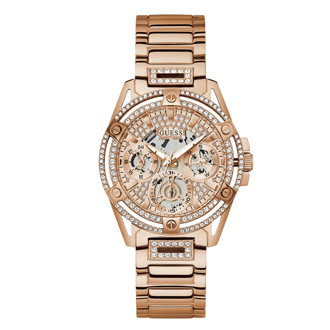 Guess Queen Rose Gold Stainless Steel Rose Gold Dial Quartz Watch for Ladies - GW0464L3