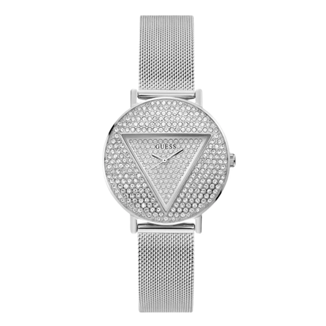 Guess Iconic Silver Mesh Bracelet Silver Dial Quartz Watch for Ladies - GW0477L1