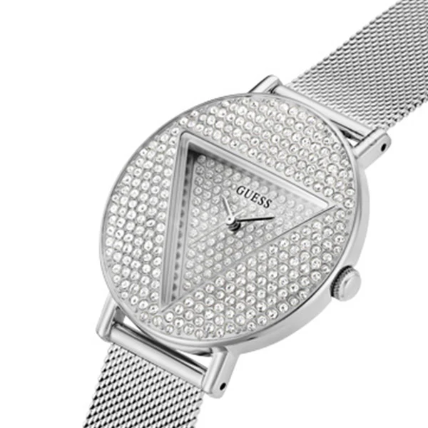 Guess Iconic Silver Mesh Bracelet Silver Dial Quartz Watch for Ladies - GW0477L1 - Image 2