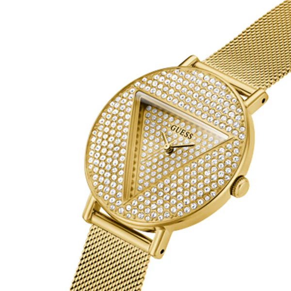 Guess Iconic Gold Mesh Bracelet Gold Dial Quartz Watch for Ladies - GW0477L2 - Image 2
