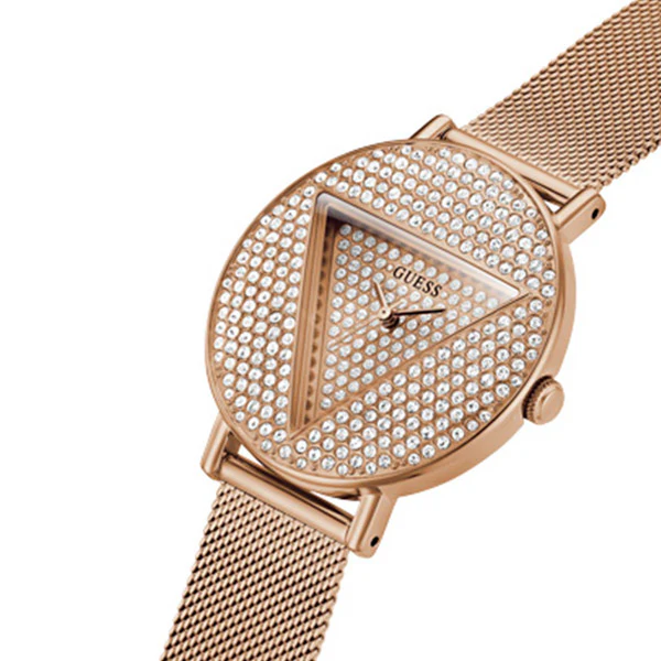 Guess Iconic Rose Gold Mesh Bracelet Rose Gold Dial Quartz Watch for Ladies - GW0477L3 - Image 2