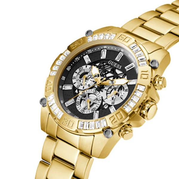 Guess Trophy Gold Stainless Steel Black Dial Chronograph Quartz Watch for Gents - GW0390G2 - Image 2