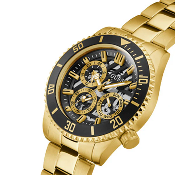 Guess Axle Gold Stainless Steel Black Dial Quartz Watch for Gents - GW0488G2 - Image 2