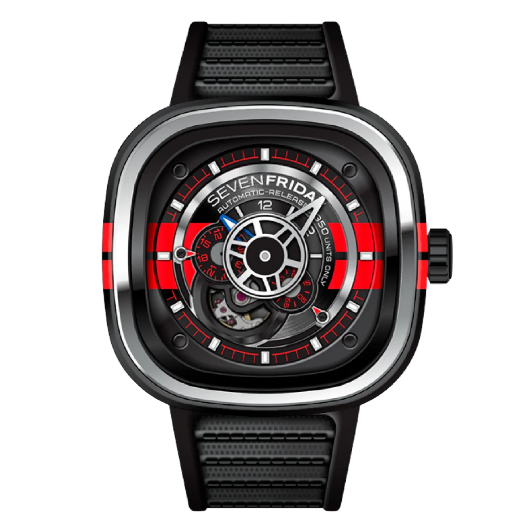 7Friday Black Fabric Strap Black Dial Automatic Watch for Gents - SF-P3/BB-X255