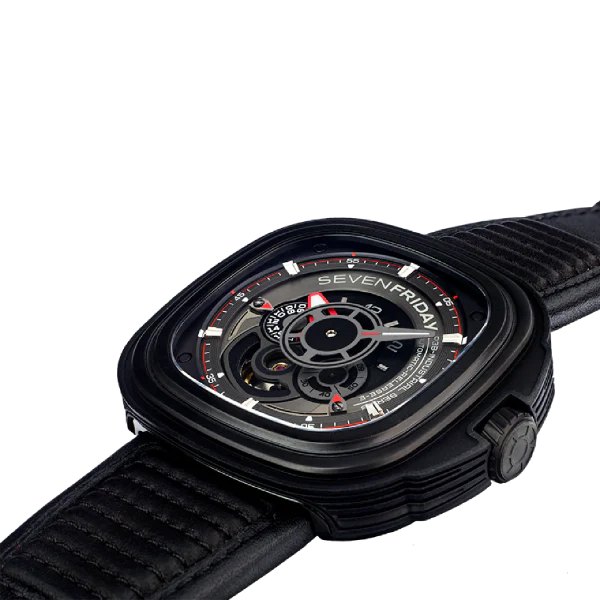 7Friday Black Leather Strap Black Dial Automatic Watch for Gents - P3B/01-G224 - Image 2