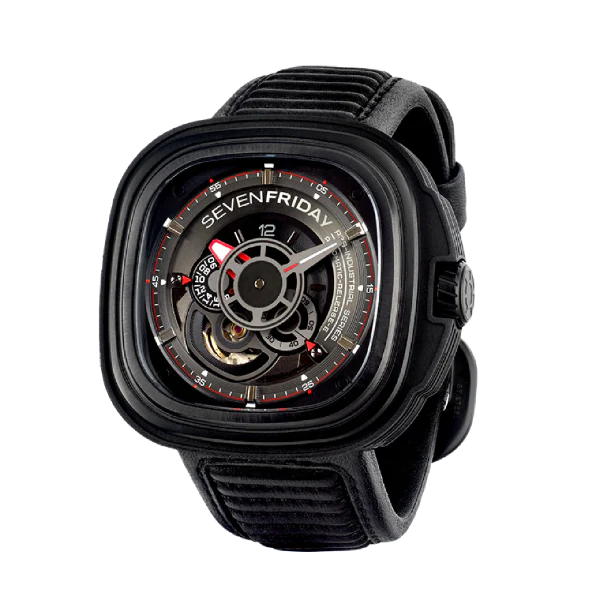 7Friday Black Leather Strap Black Dial Automatic Watch for Gents - P3B/01-G283 - Image 3