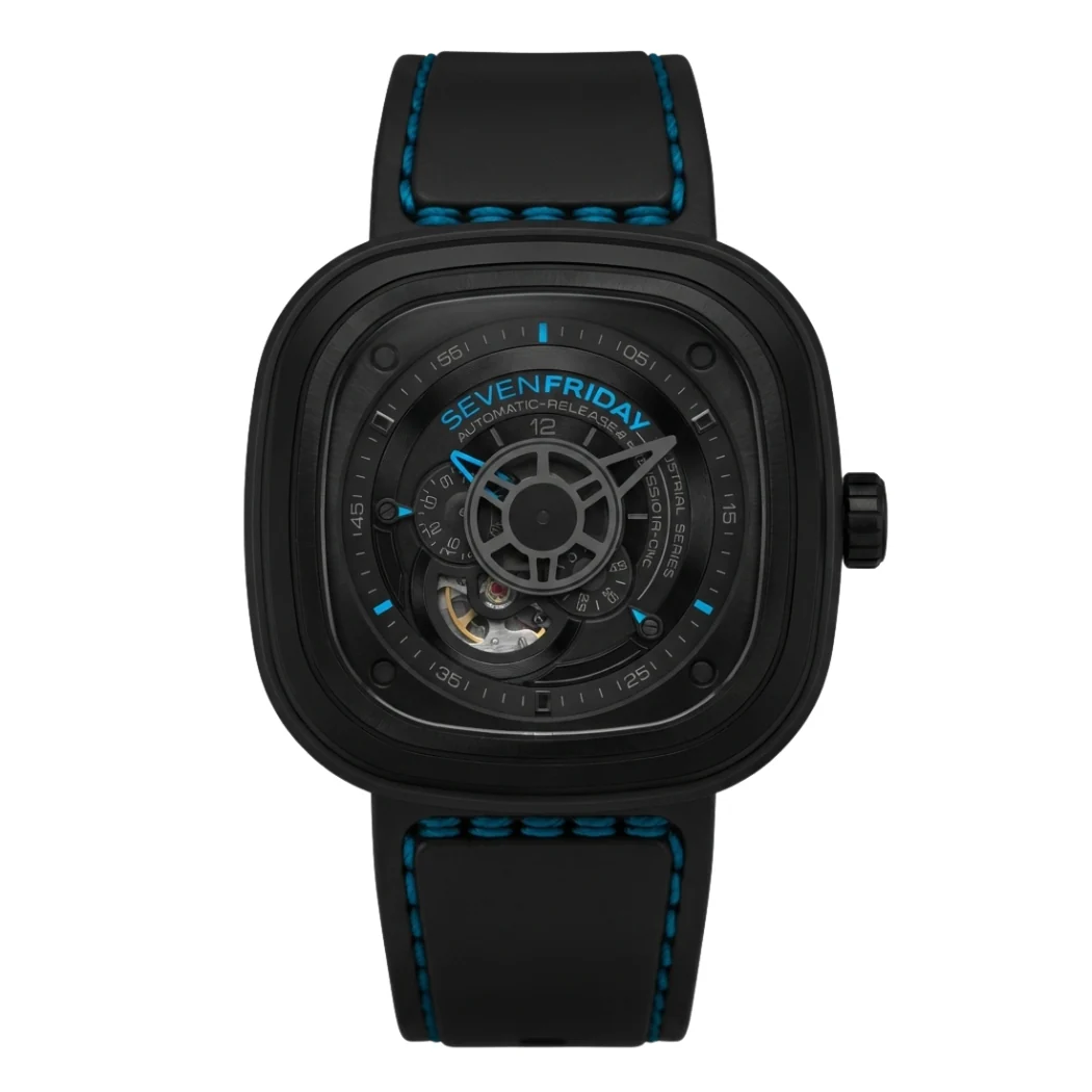 7Friday Black Leather Strap Black Dial Automatic Watch for Gents - SF-P3/PCF-X009