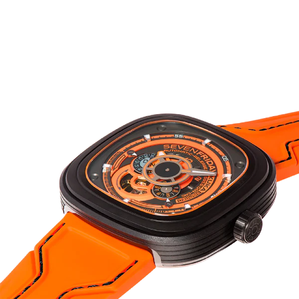 7Friday Orange Silicone Strap Orange Dial Automatic Watch for Gents - P3/07-X182 - Image 2
