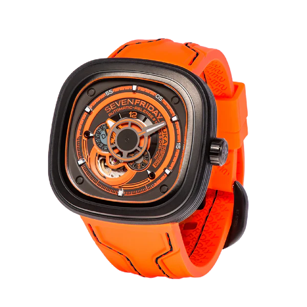 7Friday Orange Silicone Strap Orange Dial Automatic Watch for Gents - P3/07-X182 - Image 3