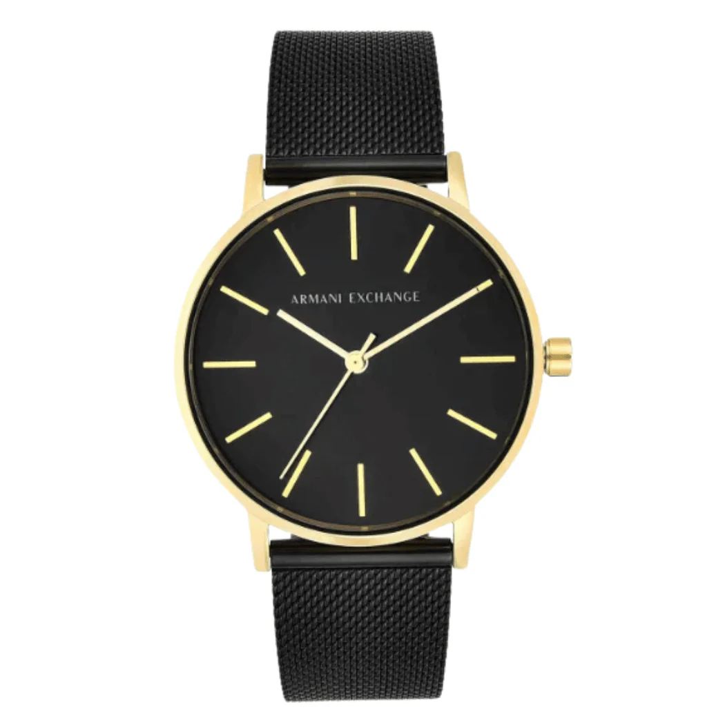 Armani Exchange Black Mesh Bracelet Black Dial Quartz Watch for Ladies - AX5548