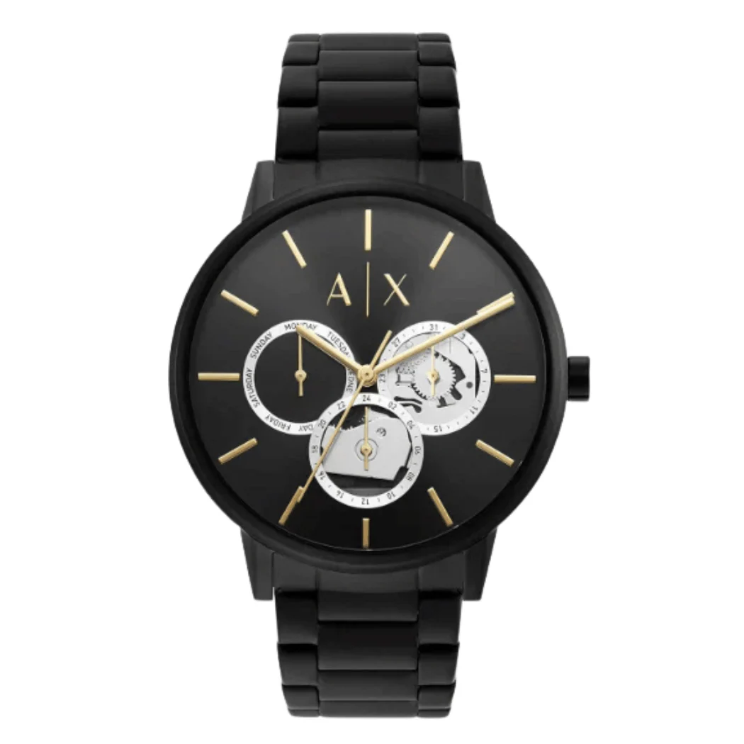 Armani Exchange Black Stainless Steel Black Dial Quartz Watch for Gents - AX2748