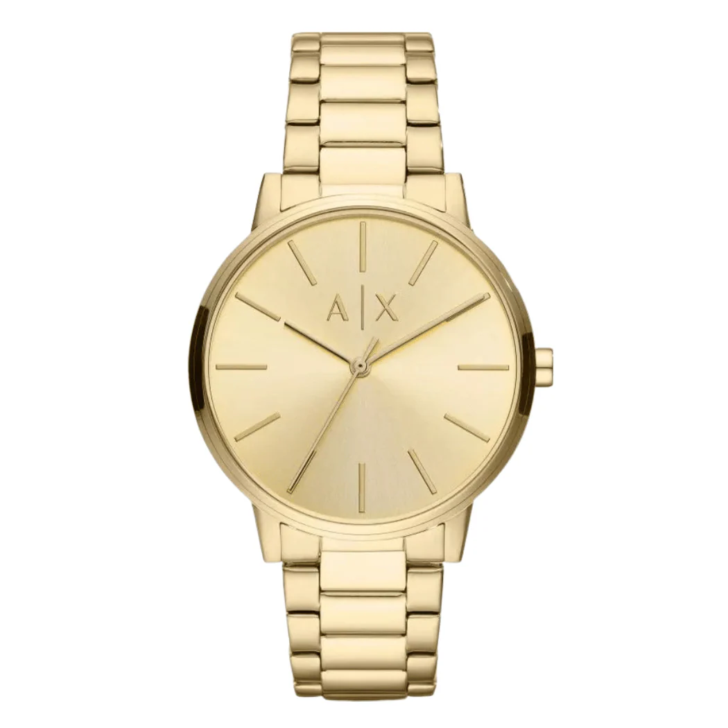 Armani Exchange Cayde Gold Stainless Steel Gold Dial Quartz Watch for Gents - AX2707