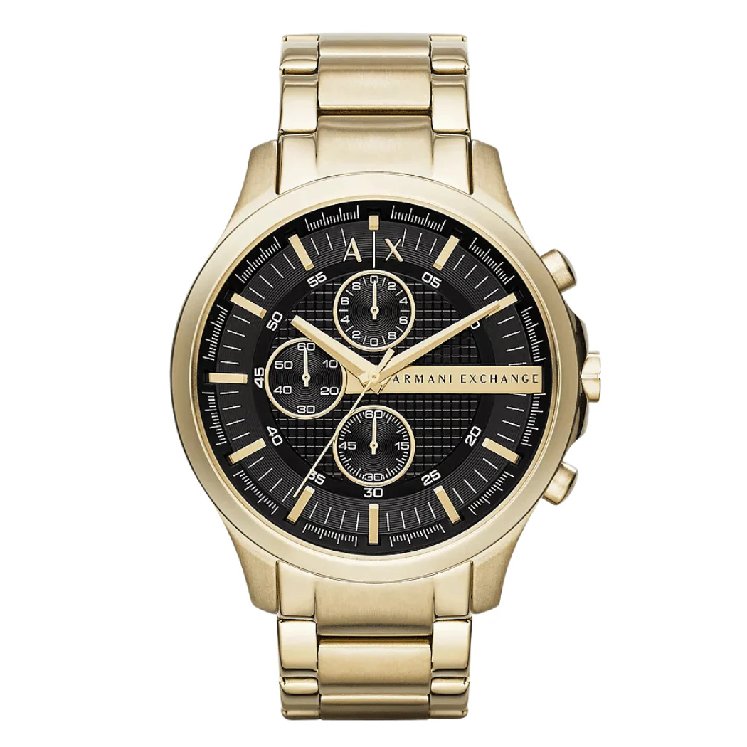 Armani Exchange Gold Stainless Steel Black Dial Chronograph Quartz Watch for Gents - AX2137