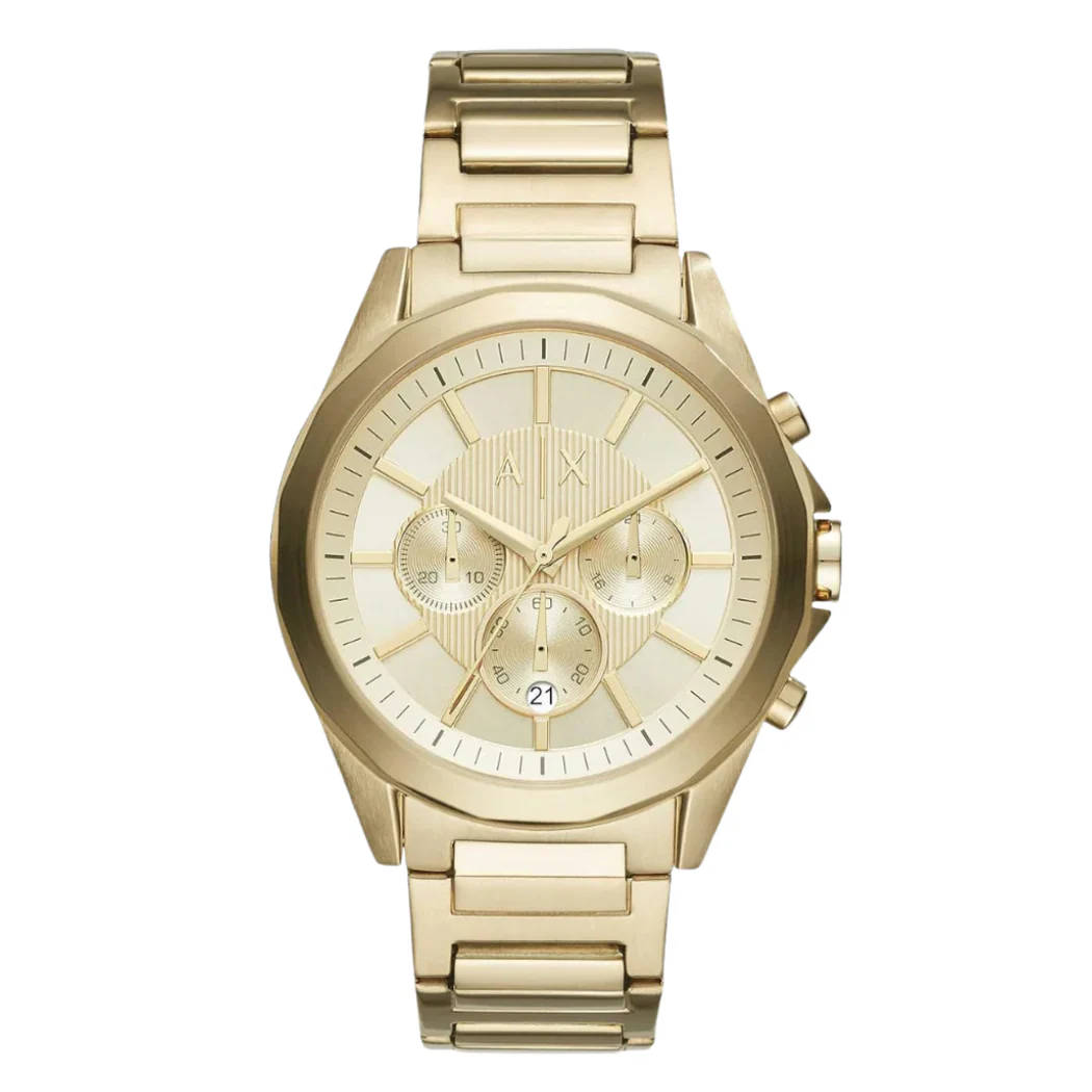 Armani Exchange Gold Stainless Steel Gold Dial Chronograph Quartz Watch for Gents - AX2602