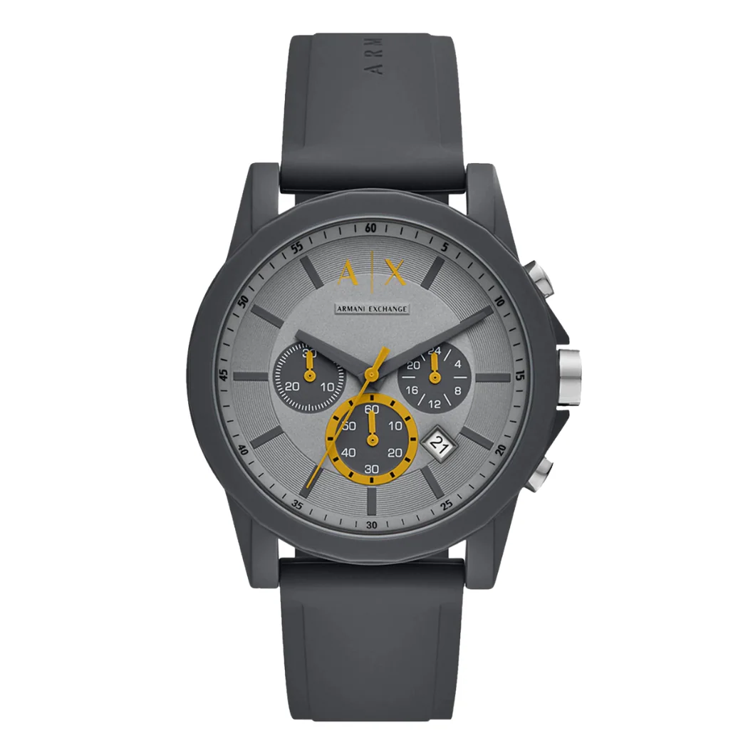 Armani Exchange Grey Silicone Strap Grey Dial Chronograph Quartz Watch for Gents - AX7123