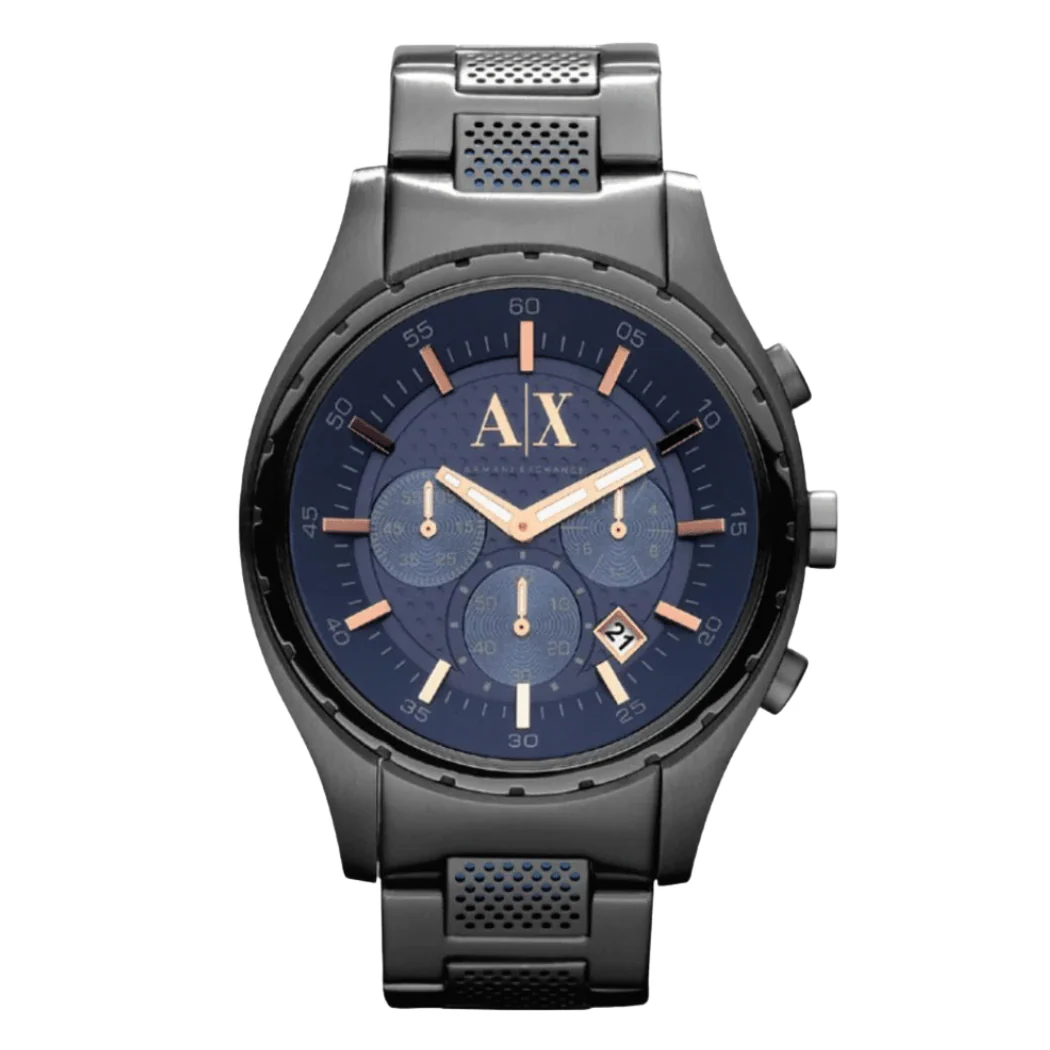 Armani Exchange Gunmetal Stainless Steel Blue Dial Chronograph Quartz Watch for Gents - AX1166