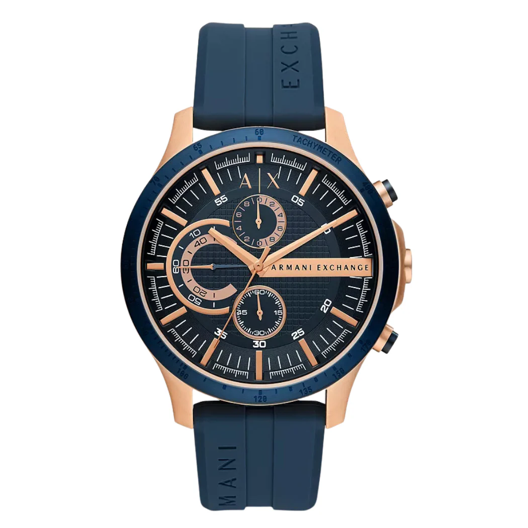 Armani Exchange Hampton Blue Rubber Strap Blue Dial Chronograph Quartz Watch for Gents - AX.2440