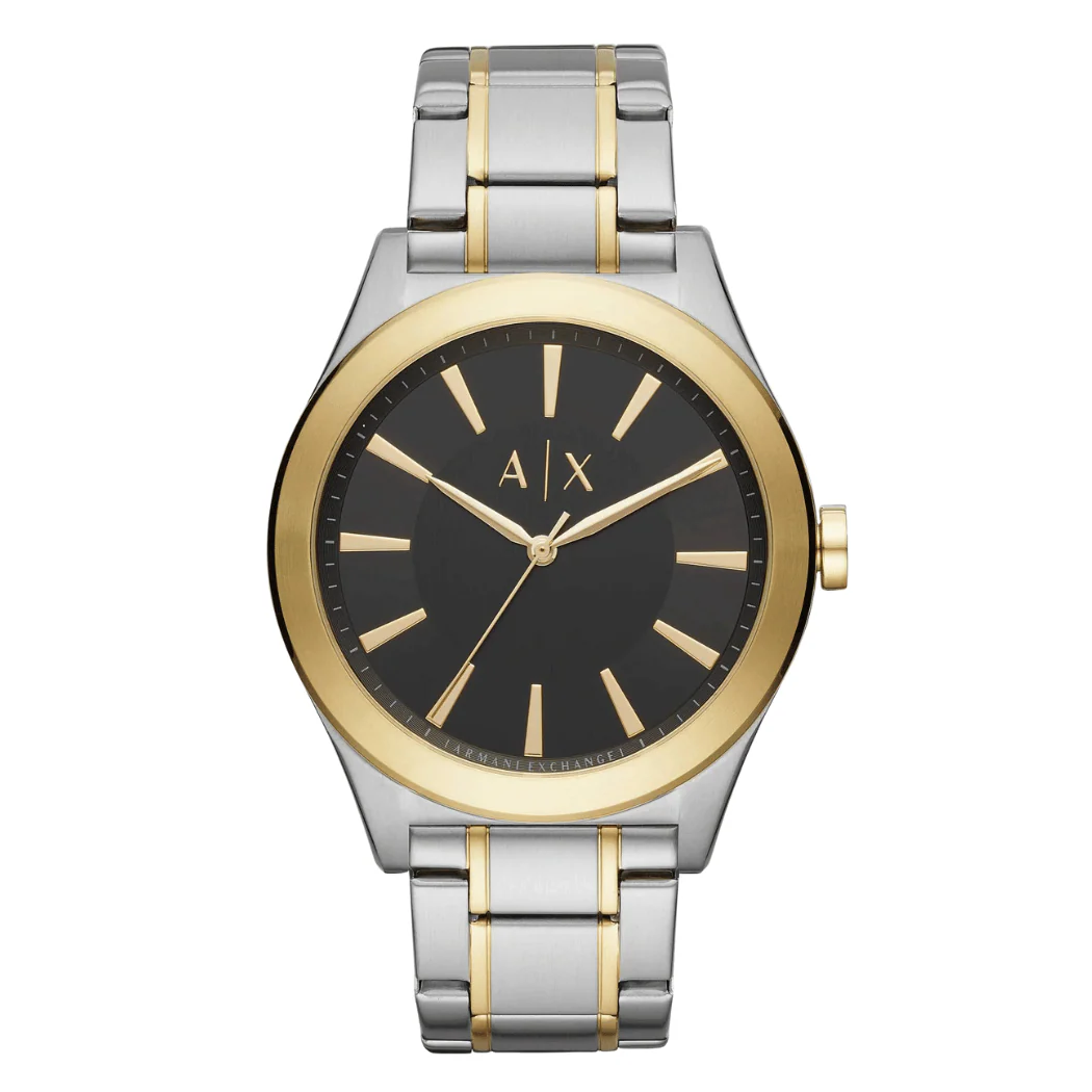 Armani Exchange Nico Two-tone Stainless Steel Black Dial Quartz Watch for Gents - AX2336